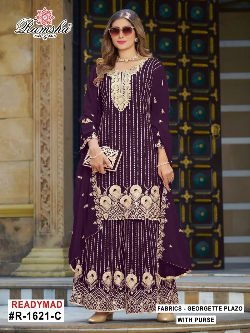 R 1621 A To D By Ramsha Georgette Readymade Plazzo Suits 